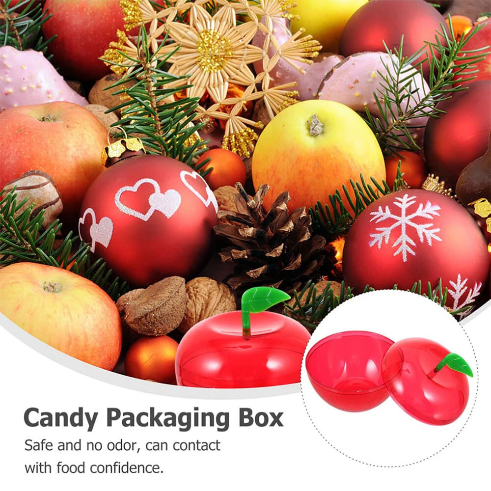 (image for) 10PCS 6x5cm Christmas Candy Box Apple Shape Wedding Candy Box Christmas Fillable Decorative Ball Candy Gift Wrapping Gift