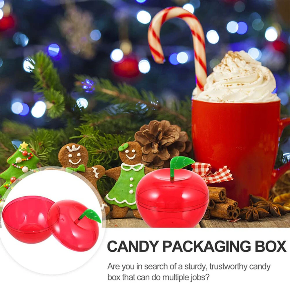 (image for) 10PCS 6x5cm Christmas Candy Box Apple Shape Wedding Candy Box Christmas Fillable Decorative Ball Candy Gift Wrapping Gift