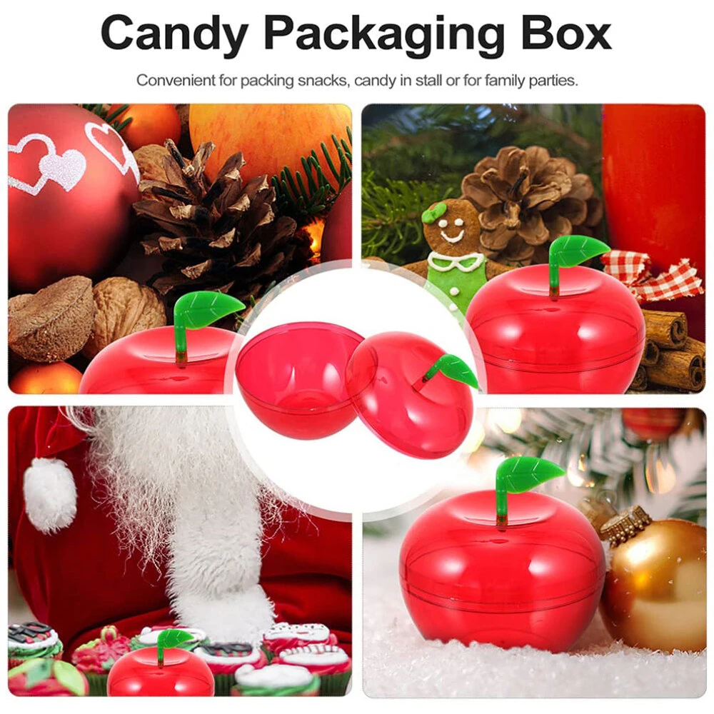 (image for) 10PCS 6x5cm Christmas Candy Box Apple Shape Wedding Candy Box Christmas Fillable Decorative Ball Candy Gift Wrapping Gift