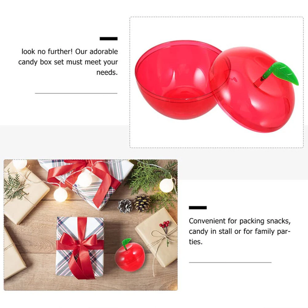 (image for) 10PCS 6x5cm Christmas Candy Box Apple Shape Wedding Candy Box Christmas Fillable Decorative Ball Candy Gift Wrapping Gift