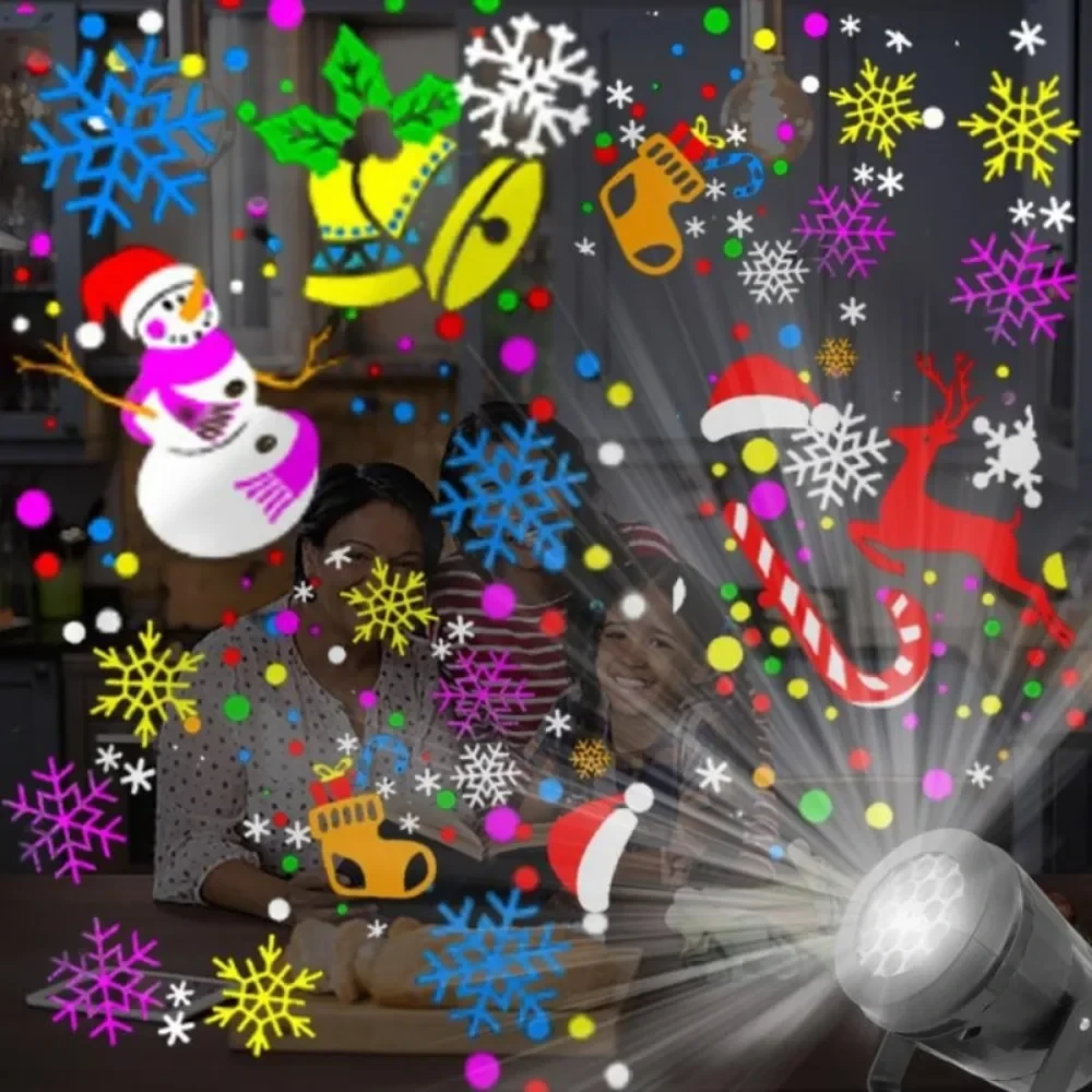 (image for) 16 Patterns Projector LED Lights Christmas DJ Party LightsStage Light Indoor and Outdoor Decoration Laser Lamp Holiday Lighting