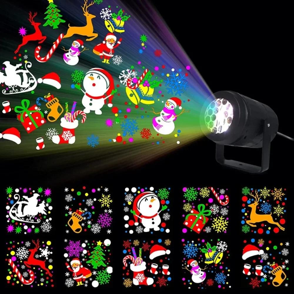 (image for) 16 Patterns Projector LED Lights Christmas DJ Party LightsStage Light Indoor and Outdoor Decoration Laser Lamp Holiday Lighting