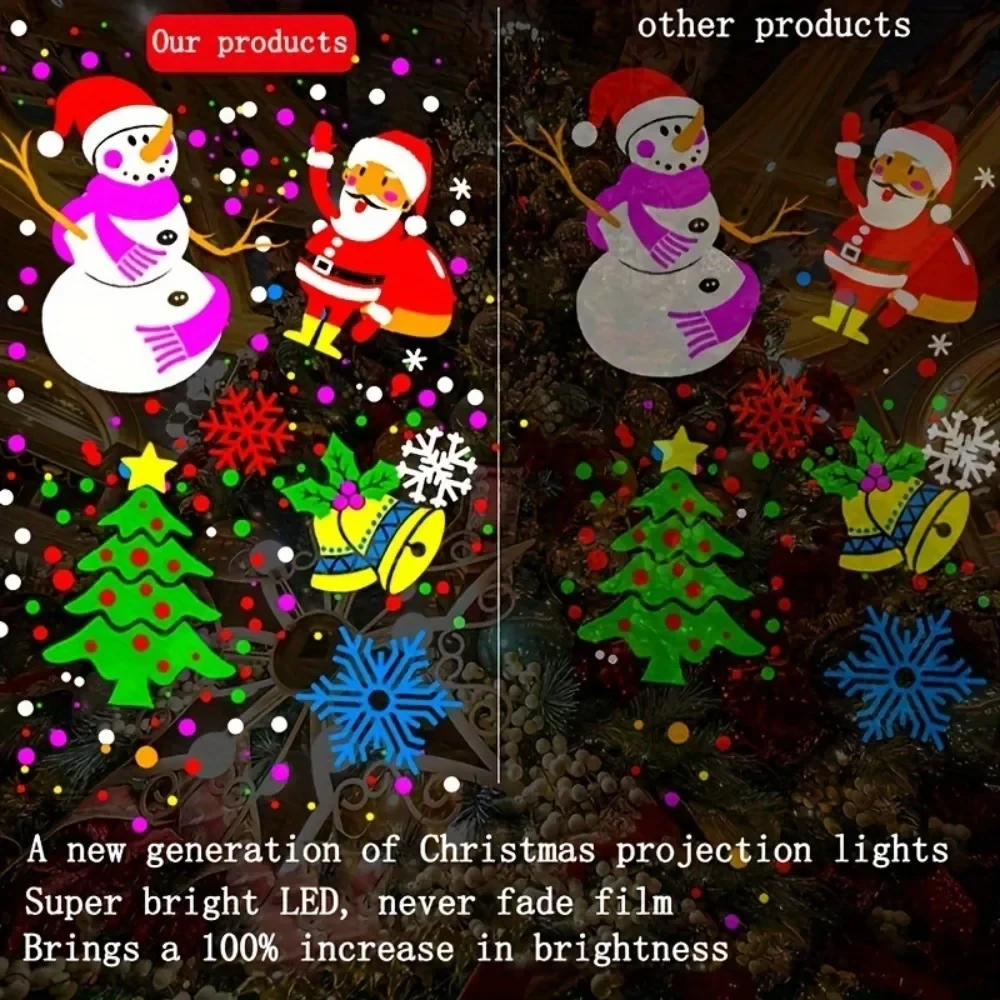 (image for) 16 Patterns Projector LED Lights Christmas DJ Party LightsStage Light Indoor and Outdoor Decoration Laser Lamp Holiday Lighting