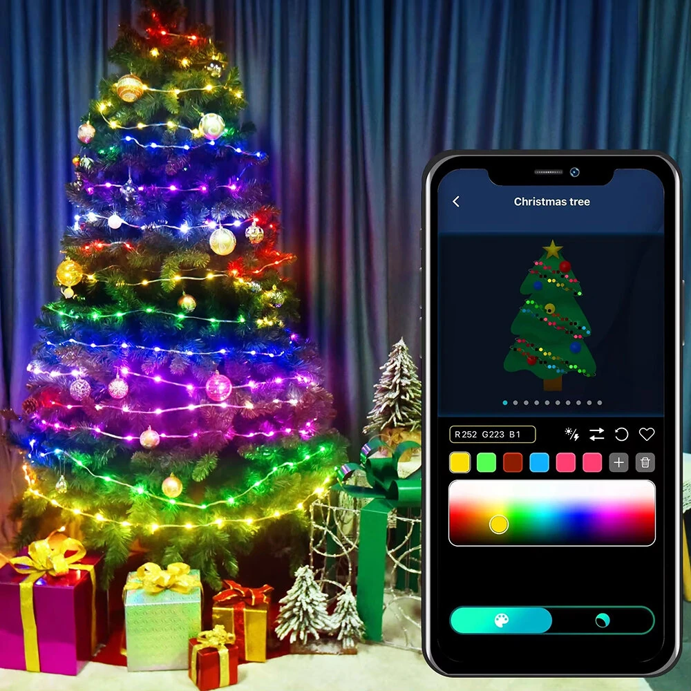(image for) 16.4ft /32.8ft /65.6ft iDeal LED Colorful USB LED Decorative String Lights with App Control Bluetooth Remote IP66 Waterproof for Holiday Room Decoration