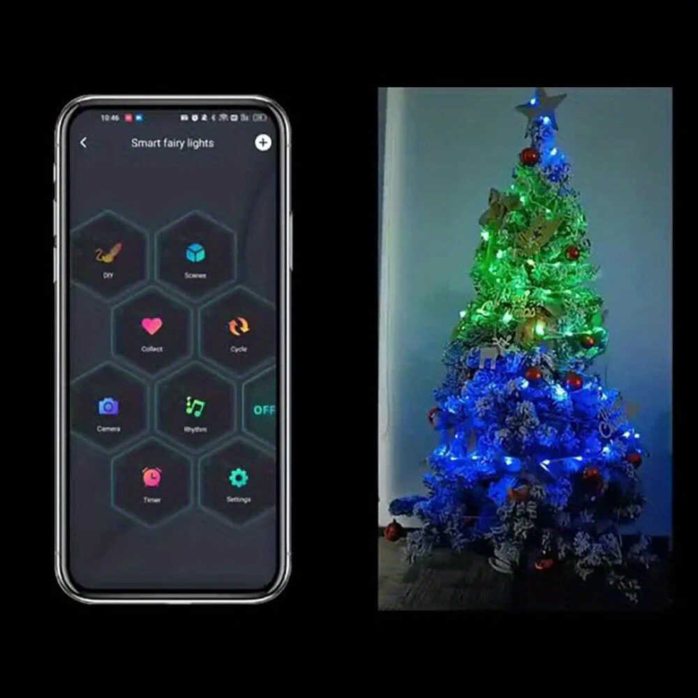 (image for) 16.4ft /32.8ft /65.6ft iDeal LED Colorful USB LED Decorative String Lights with App Control Bluetooth Remote IP66 Waterproof for Holiday Room Decoration