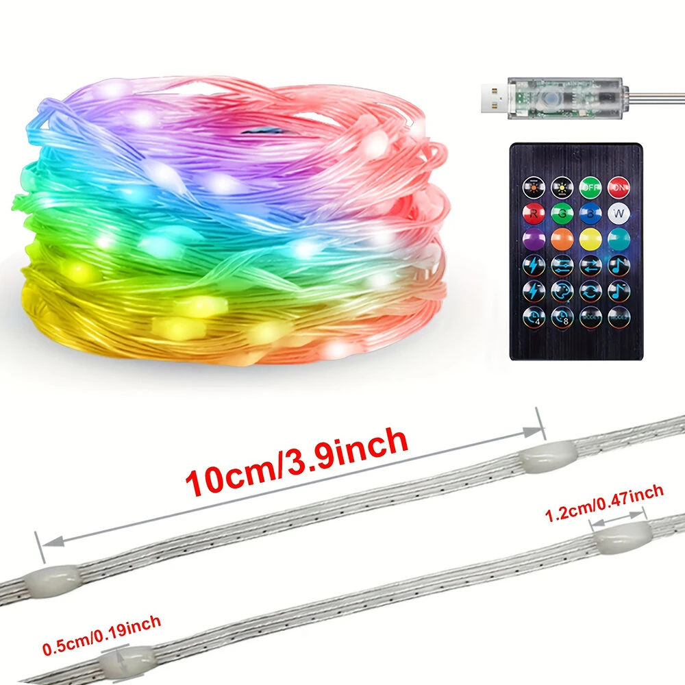 (image for) 16.4ft /32.8ft /65.6ft iDeal LED Colorful USB LED Decorative String Lights with App Control Bluetooth Remote IP66 Waterproof for Holiday Room Decoration