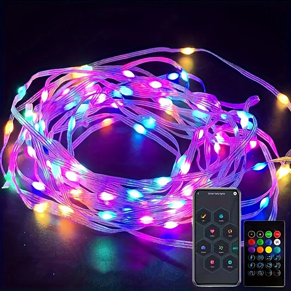 (image for) 16.4ft /32.8ft /65.6ft iDeal LED Colorful USB LED Decorative String Lights with App Control Bluetooth Remote IP66 Waterproof for Holiday Room Decoration