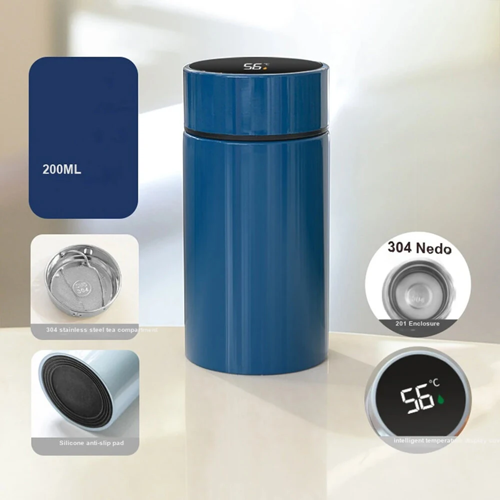 (image for) 200ML Temperature Display Mini Thermos Water Bottle Smart Stainless Steel Thermos Digital Display Thermos Cup for Office Outdoor