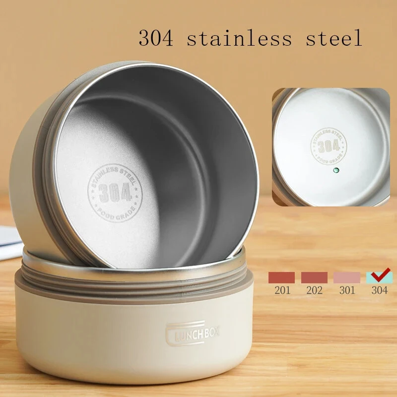 (image for) 304 Stainless Steel Multi-layer Insulated Lunch Box Portable Thermos Lunch Box Set Bento Box Stackable for Kids Adults School Picnic Fruit Salad Food Container Thermal Lunch Bag