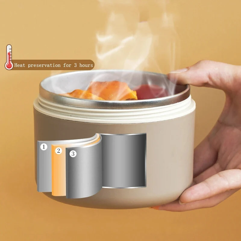 (image for) 304 Stainless Steel Multi-layer Insulated Lunch Box Portable Thermos Lunch Box Set Bento Box Stackable for Kids Adults School Picnic Fruit Salad Food Container Thermal Lunch Bag