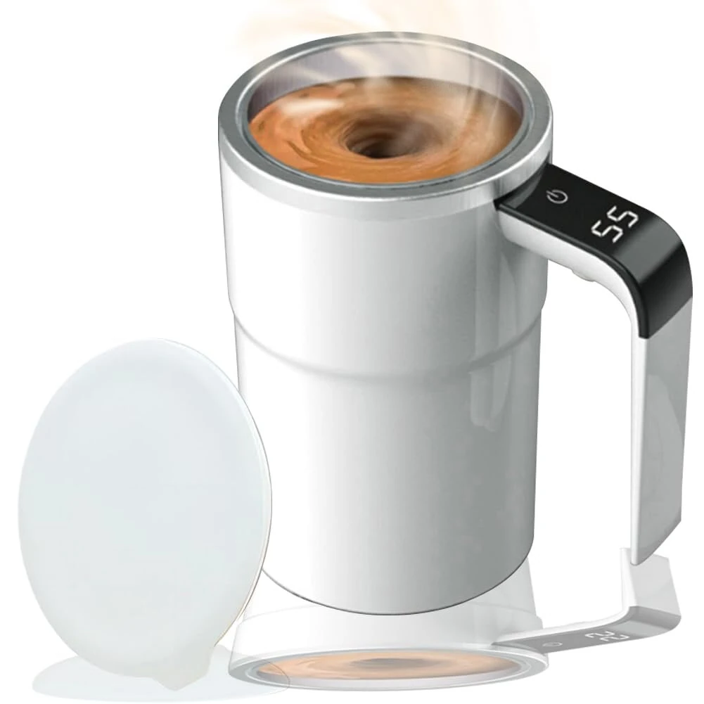 (image for) 380ML Smart Magnetic Stirring Cup w/LCD & Temperature Detection Self-stirring Coffee Mug Magnetic Stirring Cup Rechargeable Automatic Mixing Cup for Coffee Tea Hot Chocolate