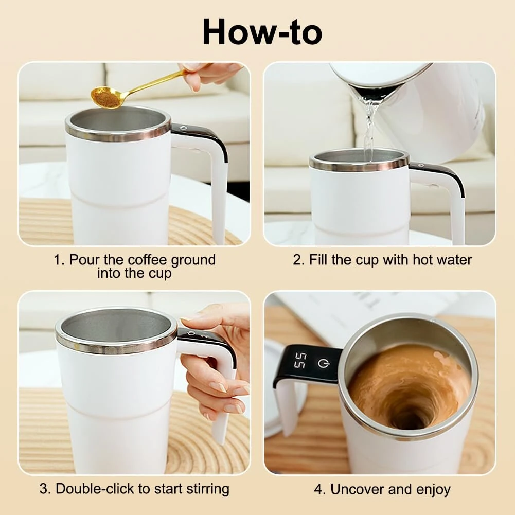 (image for) 380ML Smart Magnetic Stirring Cup w/LCD & Temperature Detection Self-stirring Coffee Mug Magnetic Stirring Cup Rechargeable Automatic Mixing Cup for Coffee Tea Hot Chocolate