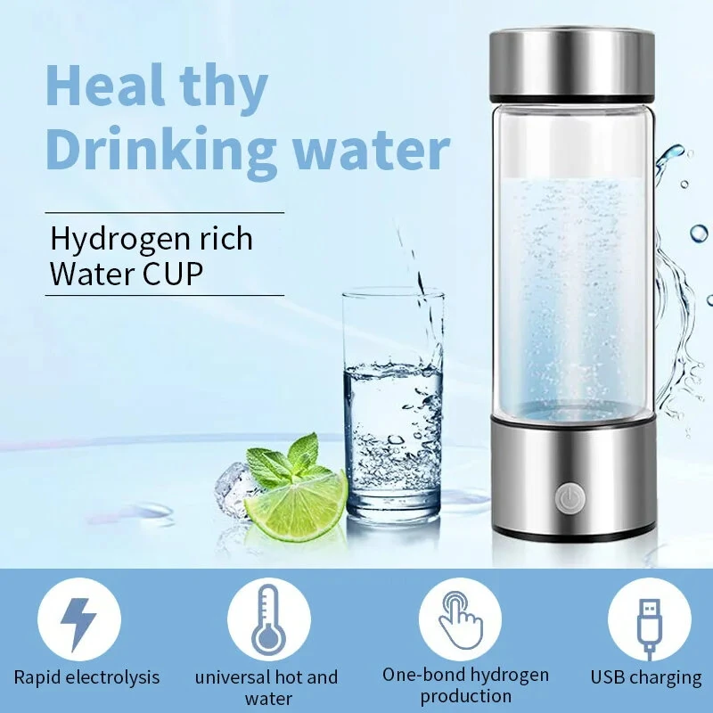 (image for) 420ML Portable Electrolytic Hydrogen-rich Water Cup Hydrogen Rich Water Cup Electric Hydrogen Rich Water Generator Bottle Quality Filter Titanium Portable Antioxidant Lonizer
