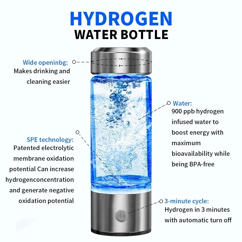 (image for) 420ML Portable Electrolytic Hydrogen-rich Water Cup Hydrogen Rich Water Cup Electric Hydrogen Rich Water Generator Bottle Quality Filter Titanium Portable Antioxidant Lonizer
