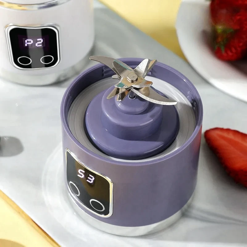 (image for) 450ml Fruit Juicer 8 Blades 3 Gears USB Rechargeable Portable Blender Ice Blender for Shakes and Smoothies Powerful Motor Digital Display Juice Cup