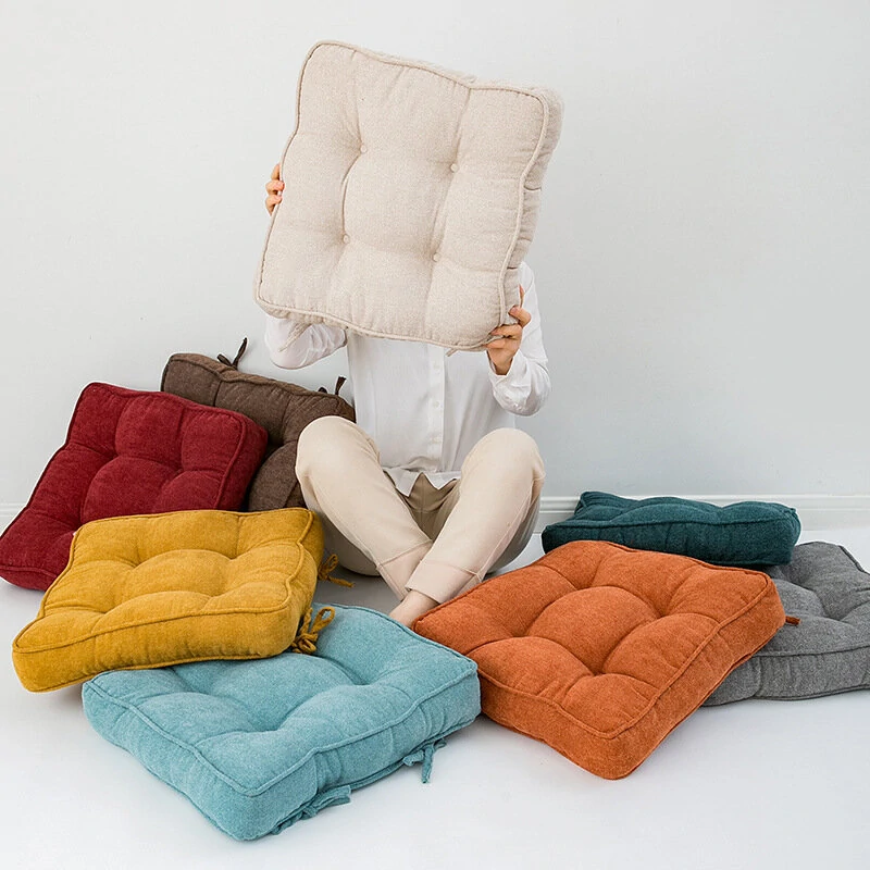 (image for) 45*45CM Snow Fleece Chair Cushion Plush Tatami Floor Cushion Soft Square Plush Chair Cushion