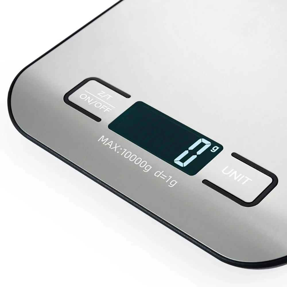 (image for) 5KG/10KG Ultra-Accurate Stainless Steel LCD Kitchen Scale Digital Food Weighing Device with High Precision Tare Function and Multi Measurement Units for Diet Control Postal Use