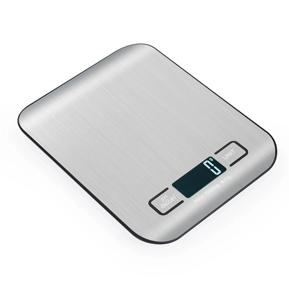 (image for) 5KG/10KG Ultra-Accurate Stainless Steel LCD Kitchen Scale Digital Food Weighing Device with High Precision Tare Function and Multi Measurement Units for Diet Control Postal Use