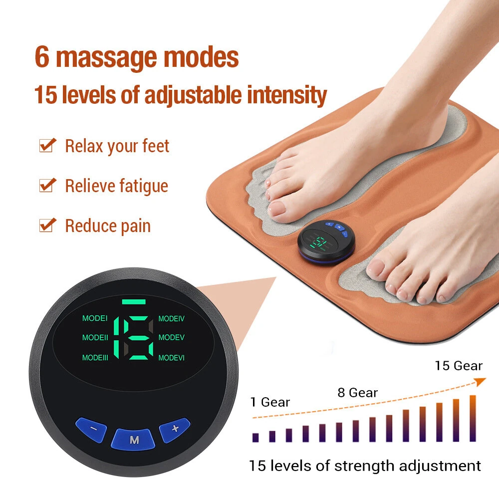 (image for) 6 Mode 3D Electric Foot Massager Foot Pad 15 Speed Micro Current Pulse Calf Foot Massager Micro Current Foot Massage Pad