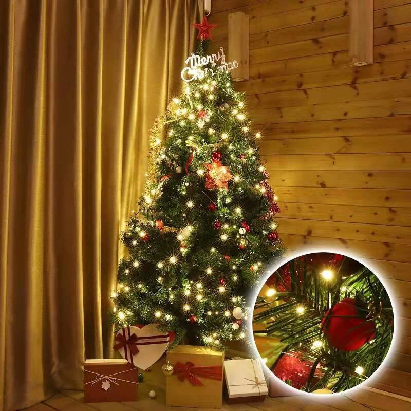 (image for) 6.6 FT 16 Lines 400LED 8 Modes Christmas Tree Lights Decoration Tree Top Lights String Courtyard Garden Outdoor Waterproof Waterfall Lights LED Lights