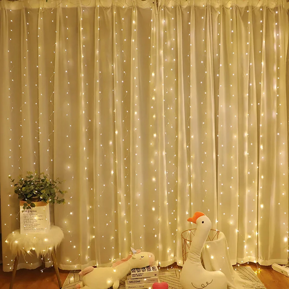 (image for) 8 Mode Remote Control Timing USB Copper Wire Light LED Curtain Light String Christmas Holiday Room Decoration Lantern Garland Light
