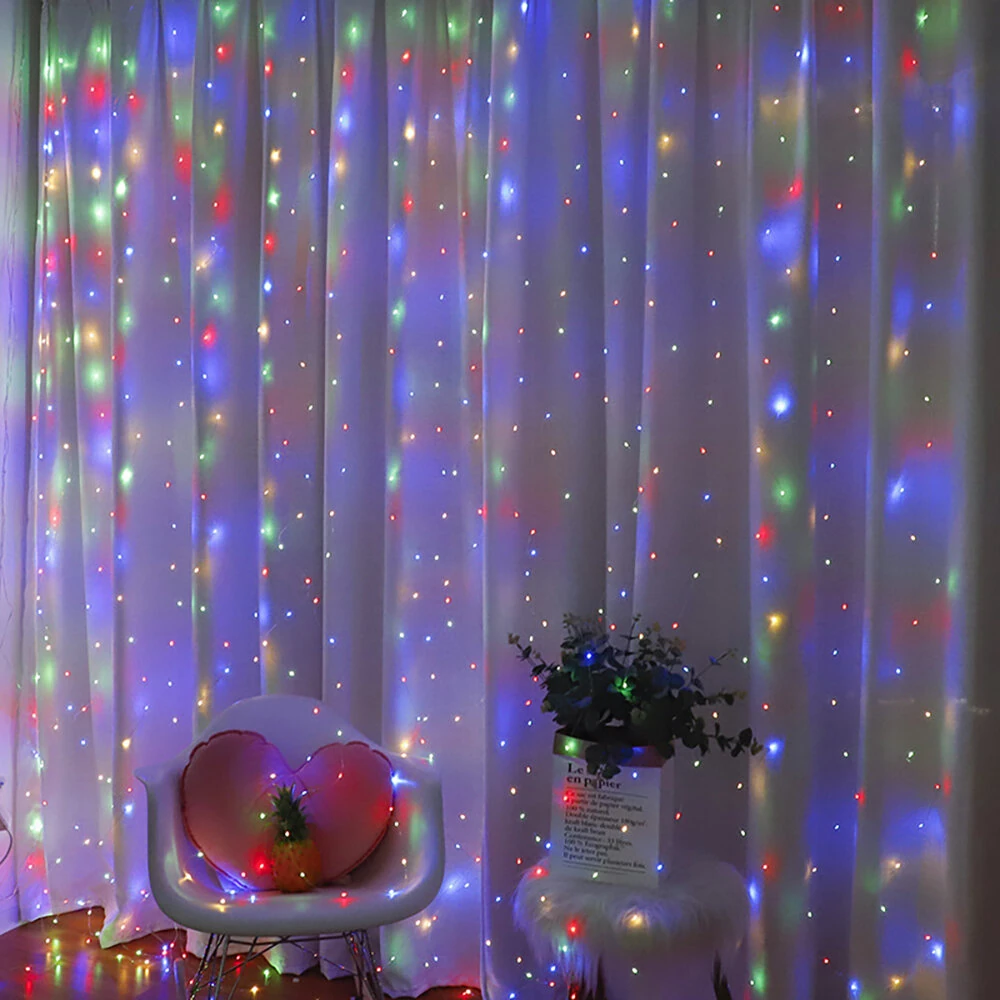 (image for) 8 Mode Remote Control Timing USB Copper Wire Light LED Curtain Light String Christmas Holiday Room Decoration Lantern Garland Light