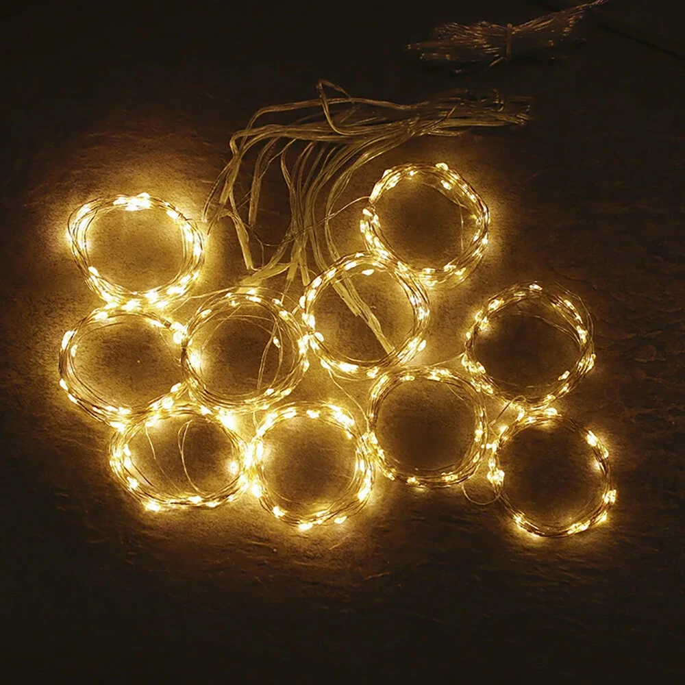 (image for) 8 Mode Remote Control Timing USB Copper Wire Light LED Curtain Light String Christmas Holiday Room Decoration Lantern Garland Light