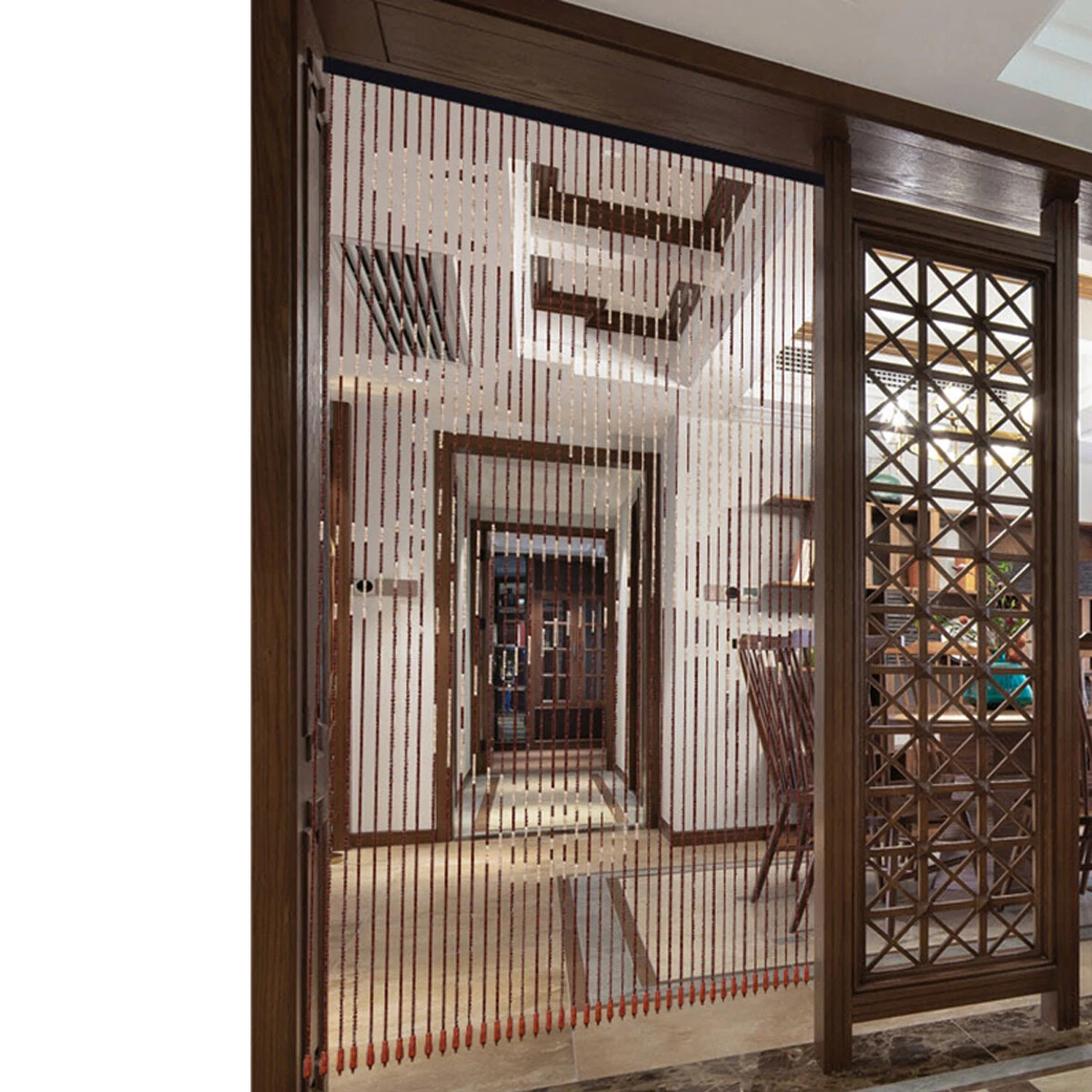 (image for) 90x195cm 41 Line Wooden Bead Curtain Non-toxic Fly Screen For Porch Bedroom Living Room Bathroom
