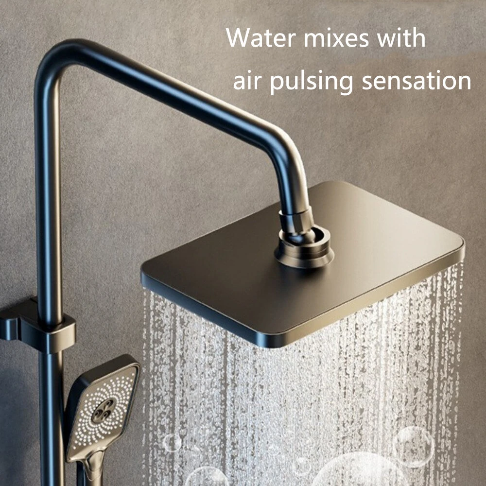 (image for) Agsivo High Pressure Shower Copper Body Kit Piano Keys Thermostat LED Digital 4 Modes Faucet Household Copper Booster Shower High Pressure Spray Gun