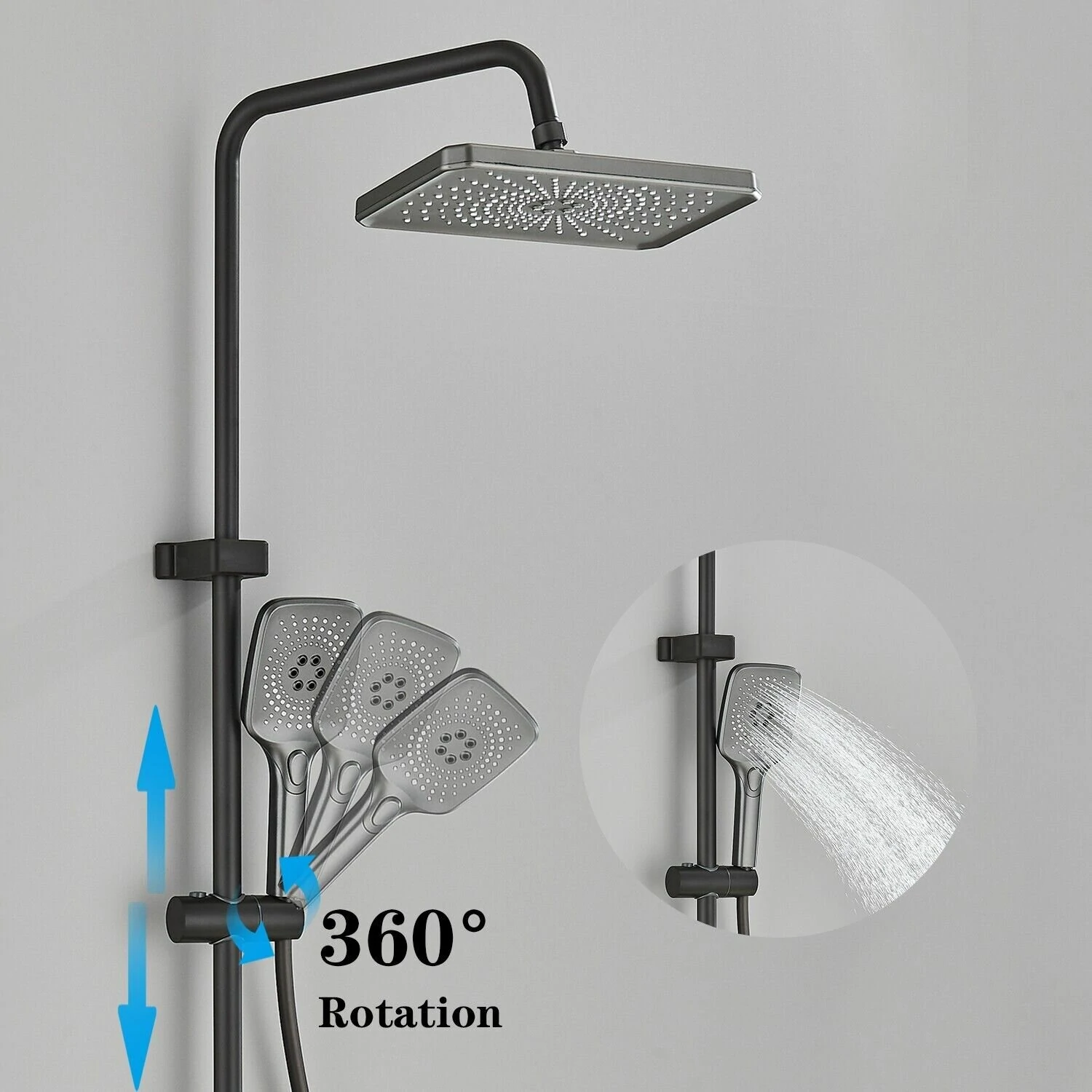 (image for) Agsivo High Pressure Shower Copper Body Kit Piano Keys Thermostat LED Digital 4 Modes Faucet Household Copper Booster Shower High Pressure Spray Gun