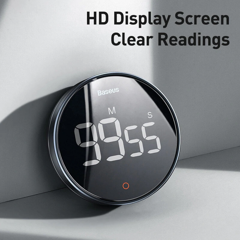 (image for) Baseus Magnetic Digital Kitchen Timer Countdown Timer for Kids Large LCD Display Volume Adjustable
