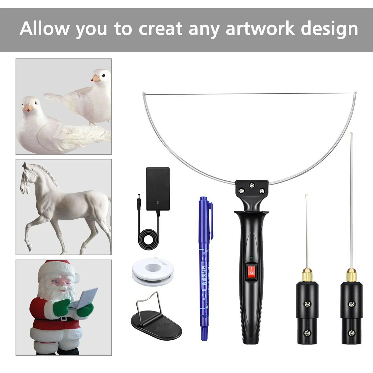 (image for) Electric Foam Cutter GOCHANGE Electric Cutting Machine Pen Tools Kit US Plug 100-240V /18W Styrofoam Cutting Pen with Electronic Voltage Transformer Adaptor For Foam Cutting, Holes Digging, D