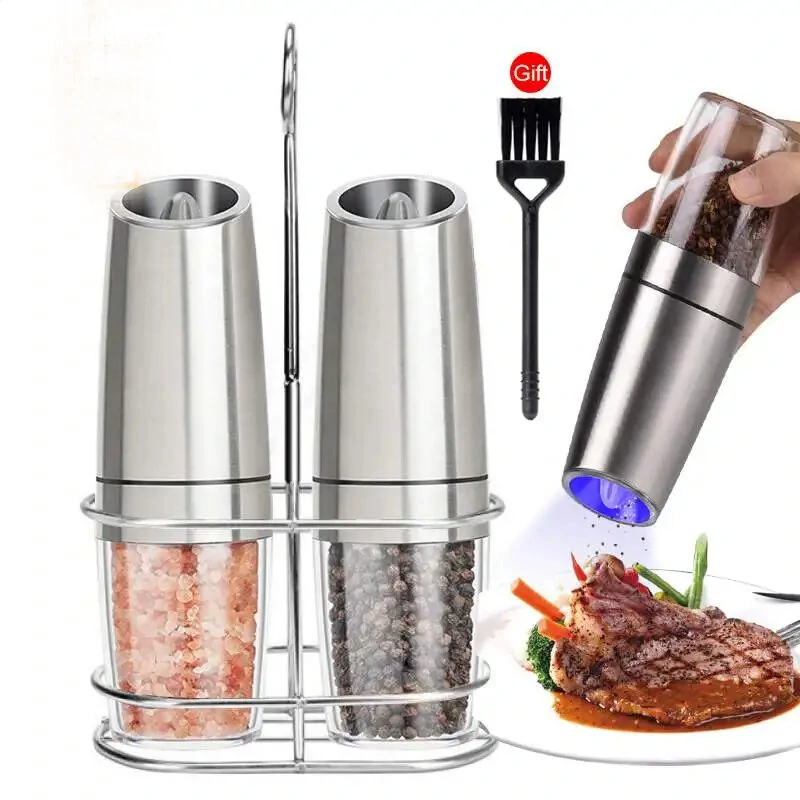 (image for) Electric Pepper Mill Sets Herb Coffee Grinder with LED Light Automatic Gravity Induction Salt Shaker Grinders Machine Spice Mill Tool