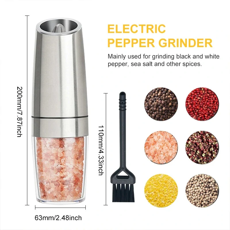 (image for) Electric Pepper Mill Sets Herb Coffee Grinder with LED Light Automatic Gravity Induction Salt Shaker Grinders Machine Spice Mill Tool