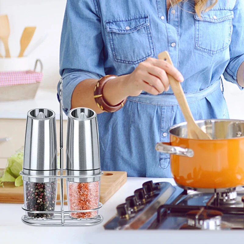 (image for) Electric Pepper Mill Sets Herb Coffee Grinder with LED Light Automatic Gravity Induction Salt Shaker Grinders Machine Spice Mill Tool