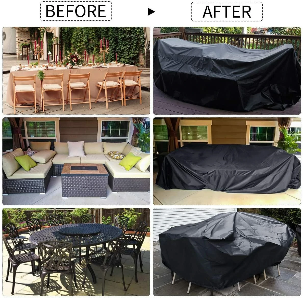 (image for) GARPROVM Garden Furniture Cover 350x260x90 Garden Table Cover 600D Heavy Duty Oxford Polyester Outdoor Patio Rectangular Cover