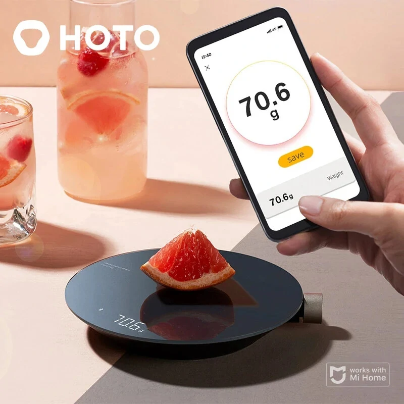 (image for) HOTO Smart Kitchen Scale Bluetooth APP Electronic Scale, Mechanical Scale Food Weighing Measuring Tool with LED Digital Display