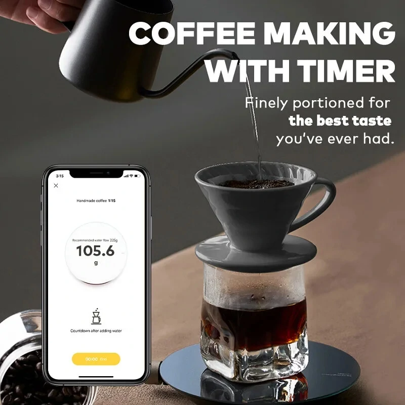(image for) HOTO Smart Kitchen Scale Bluetooth APP Electronic Scale, Mechanical Scale Food Weighing Measuring Tool with LED Digital Display