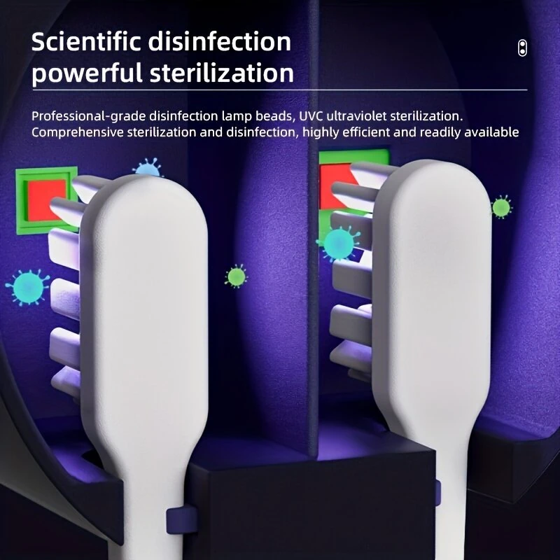(image for) Intelligent Sensor Toothbrush Sanitizer Case UV Smart Toothbrush Sterilizer Toothbrush Holder With Intelligent Power Display Wall-Mounted Toothbrush Storage Rack Disinfection Toothbrush Stora