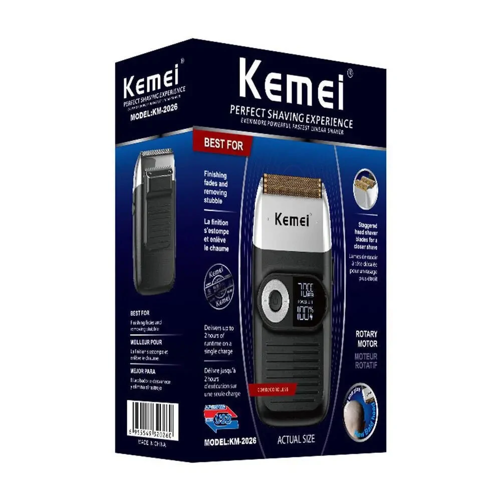 (image for) Kemei Model KM-2026/KM-2027 Electric Shaver Rechargeable Beard and Hair Trimmer with Two Floating Razor Heads 120 Minutes Usage Time Simple Cleaning and Maintenance Black or Green