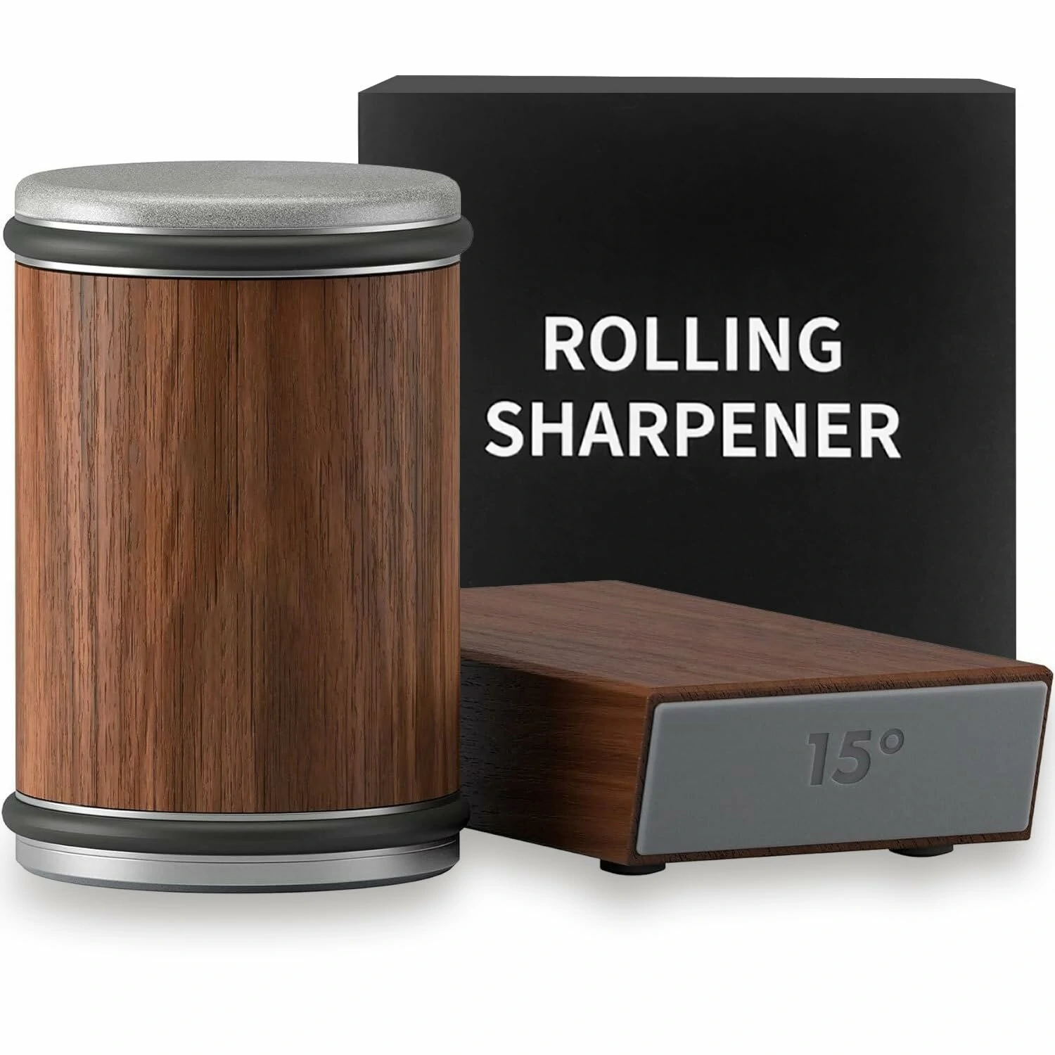 (image for) Newly Knife Sharpener Rolling Magnetic Knife Sharpener Kit Roller Edge Countertop Rolling Knife Sharpener Tool Two Sharpening Angles of 15° and 20° for Any Hardness Steel Makes Knife 