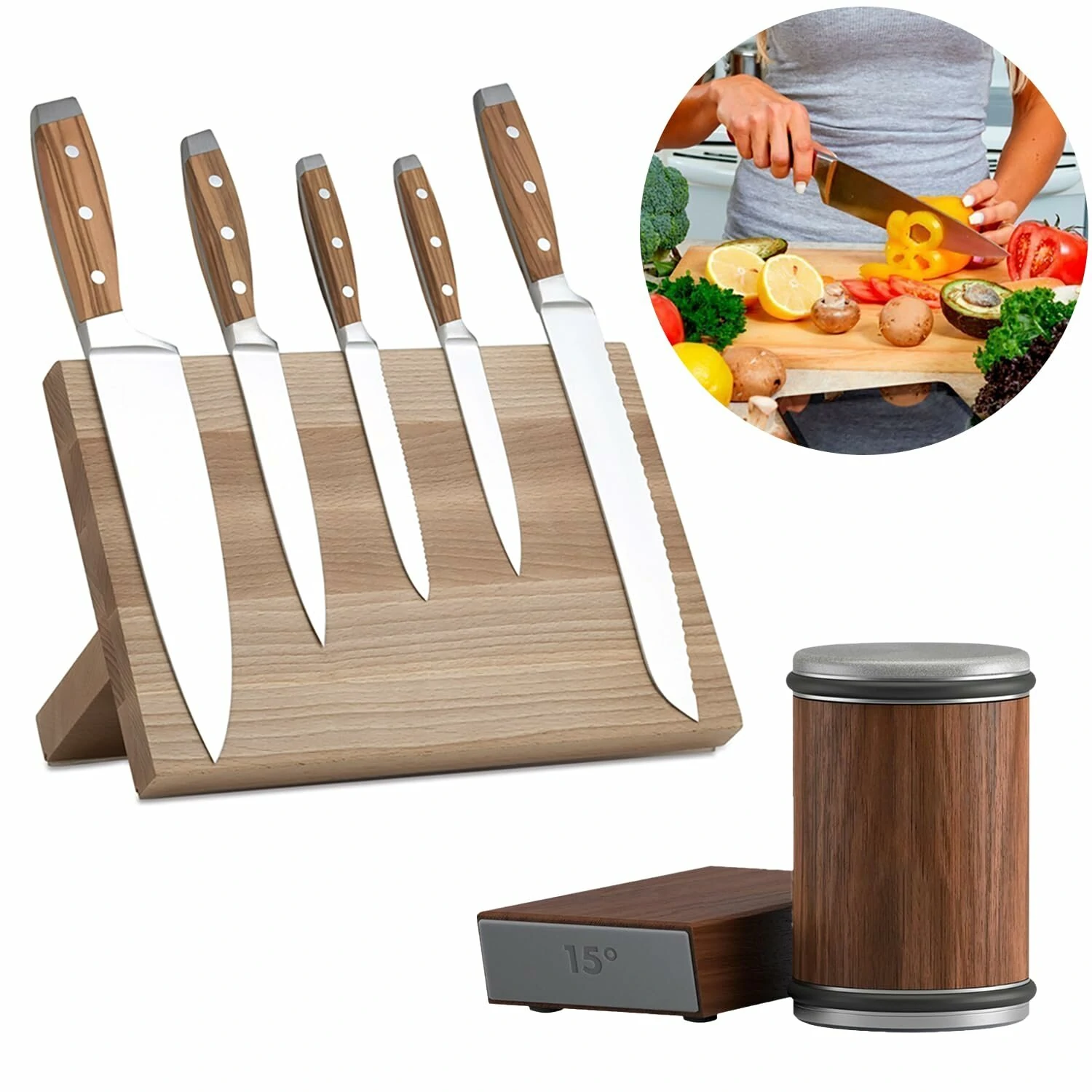(image for) Newly Knife Sharpener Rolling Magnetic Knife Sharpener Kit Roller Edge Countertop Rolling Knife Sharpener Tool Two Sharpening Angles of 15° and 20° for Any Hardness Steel Makes Knife 