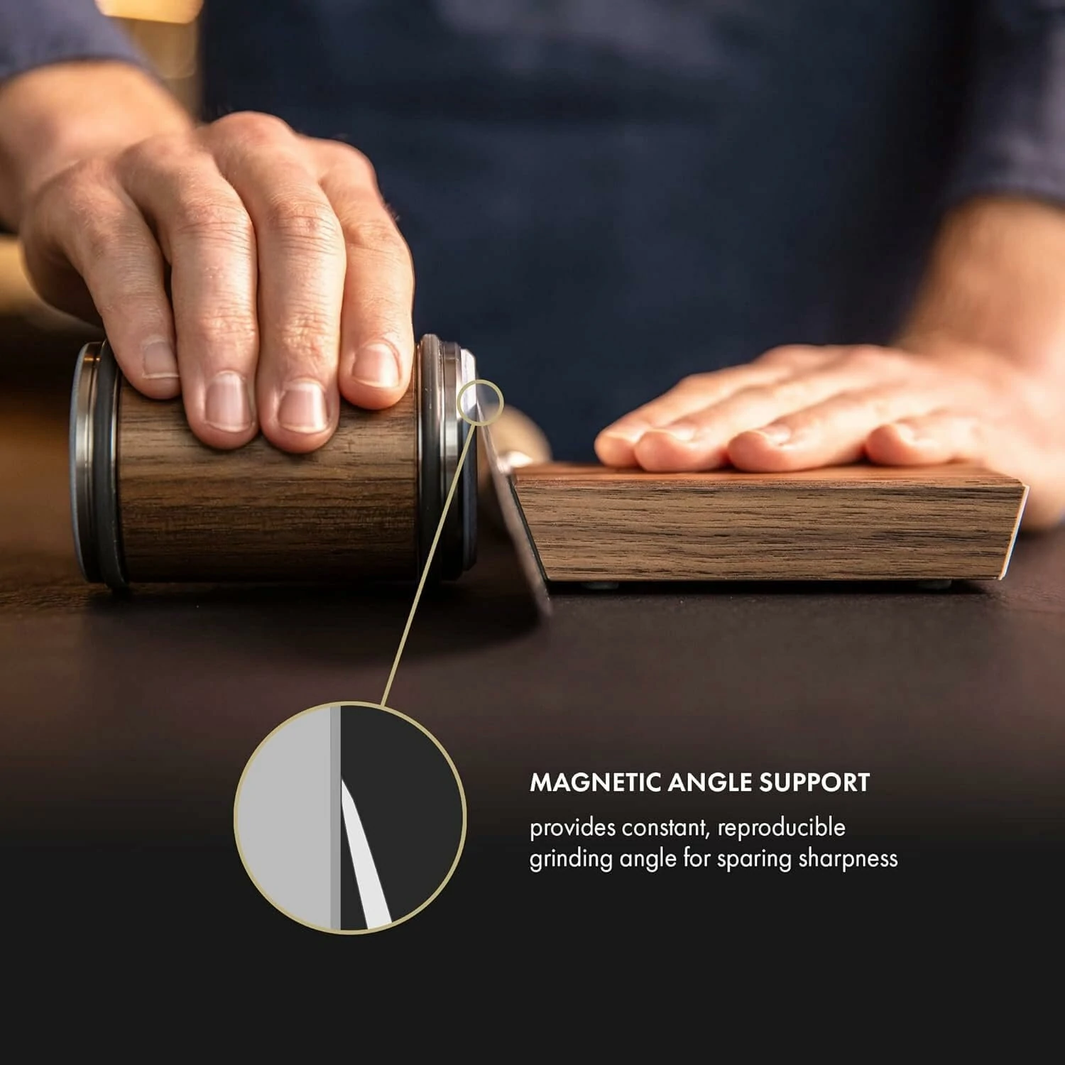 (image for) Newly Knife Sharpener Rolling Magnetic Knife Sharpener Kit Roller Edge Countertop Rolling Knife Sharpener Tool Two Sharpening Angles of 15° and 20° for Any Hardness Steel Makes Knife 