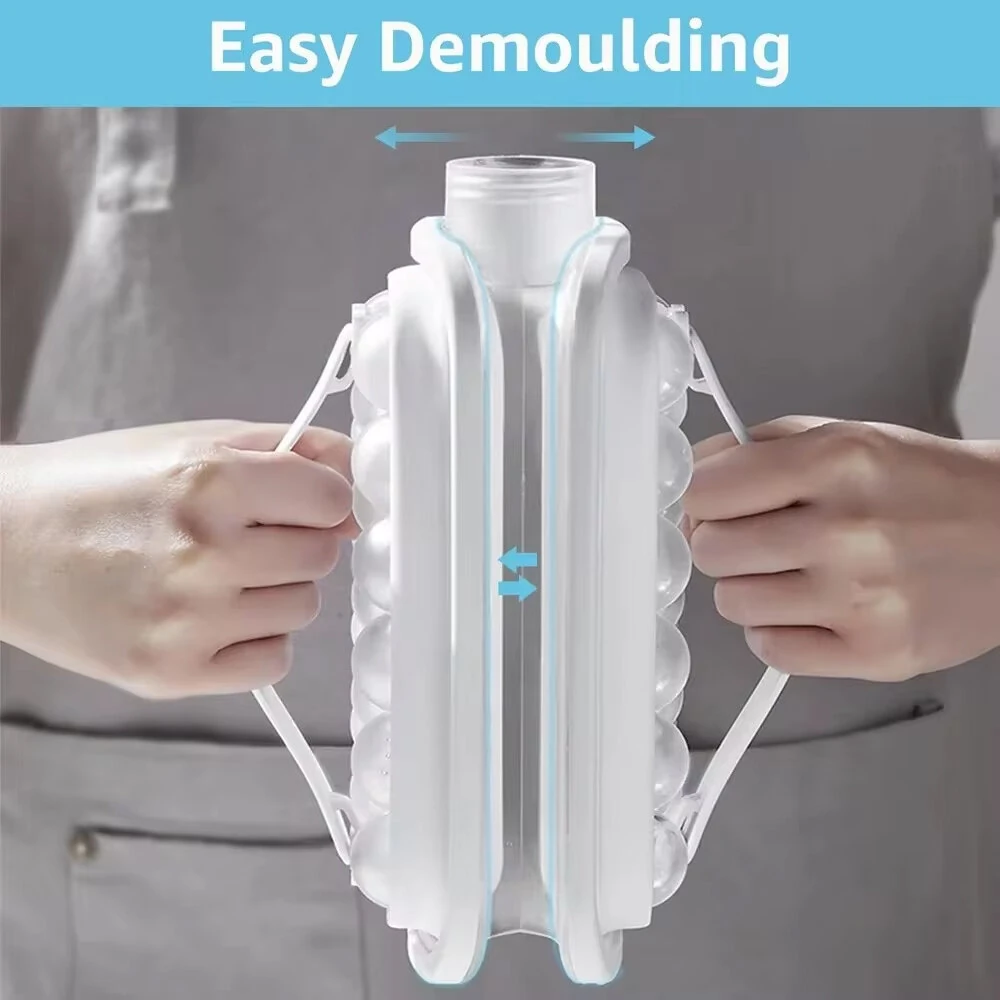 (image for) Portable Ice Hockey Pot 2 In 1 Water Bottle Ice Ball Machine Bottle Reusable Round Ice Cube Molds For Whiskey Juice Cocktails Kitchen Bar Ice Tools