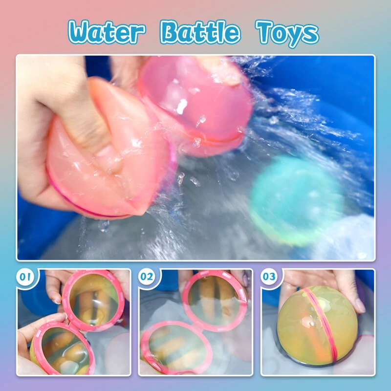 (image for) Reusable Magnetic Refillable Water Balls Summer Outdoor Water Toy for Kids and Adults Self Sealing Quick Filling Water Balloons Pool Beach Toys for Boys and Girls