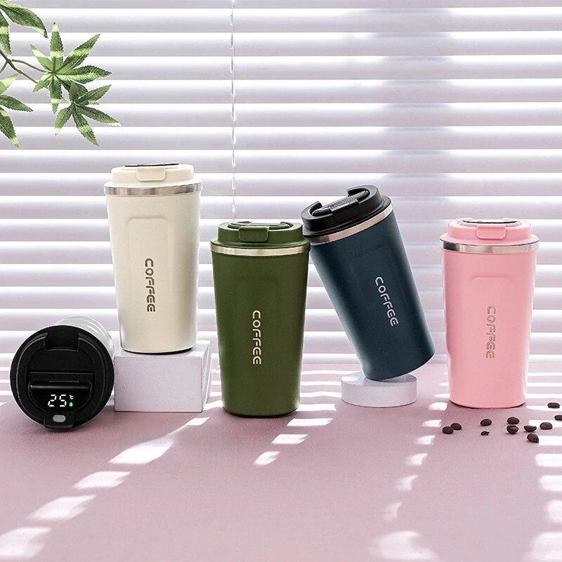 (image for) Smart LED Display Stainless Steel Thermos Bottle for Coffee 380ml/510ml Eco-Friendly Versatile Thermal Cup for Business/Travel with Real-Time Temperature Reading