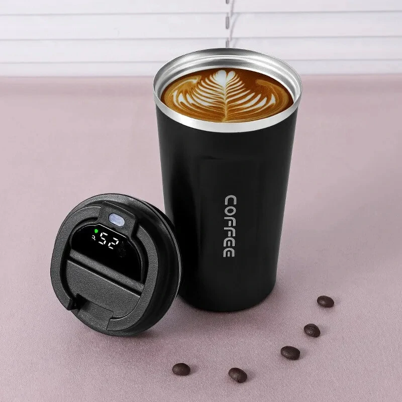 (image for) Smart LED Display Stainless Steel Thermos Bottle for Coffee 380ml/510ml Eco-Friendly Versatile Thermal Cup for Business/Travel with Real-Time Temperature Reading