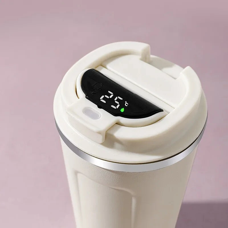 (image for) Smart LED Display Stainless Steel Thermos Bottle for Coffee 380ml/510ml Eco-Friendly Versatile Thermal Cup for Business/Travel with Real-Time Temperature Reading