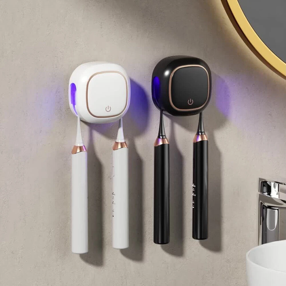 (image for) Smart Toothbrush Sterilizer Electric Ultraviolet Sterilization Box Heat Drying Wall-Mounted Bathroom Double Toothbrush Storage Rack