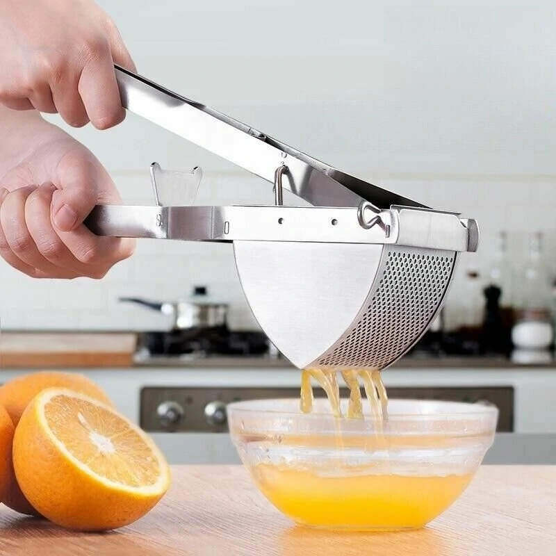 (image for) Stainless Steel Potato Masher Juicer Manual Heavy Duty Mud Press Masher Multi-purpose Fruit Lemon Juicer